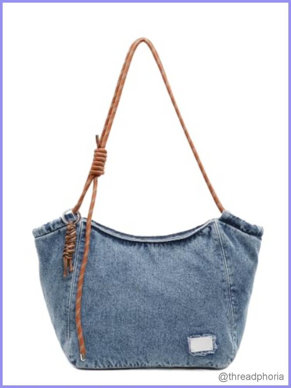 Washed Denim Tote Bag Adjustable Crossbody Shoulder Handbag